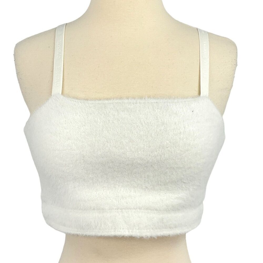 Gymshark Women's M Whitney Eyelash Knit Bandeau Skylight White Lounge Casual